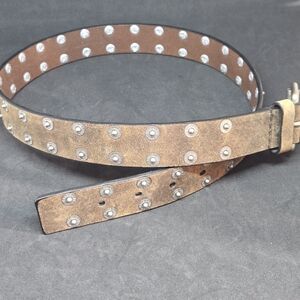 Women's Calvin Klein Studded Brown Leather Belt Medium 425016